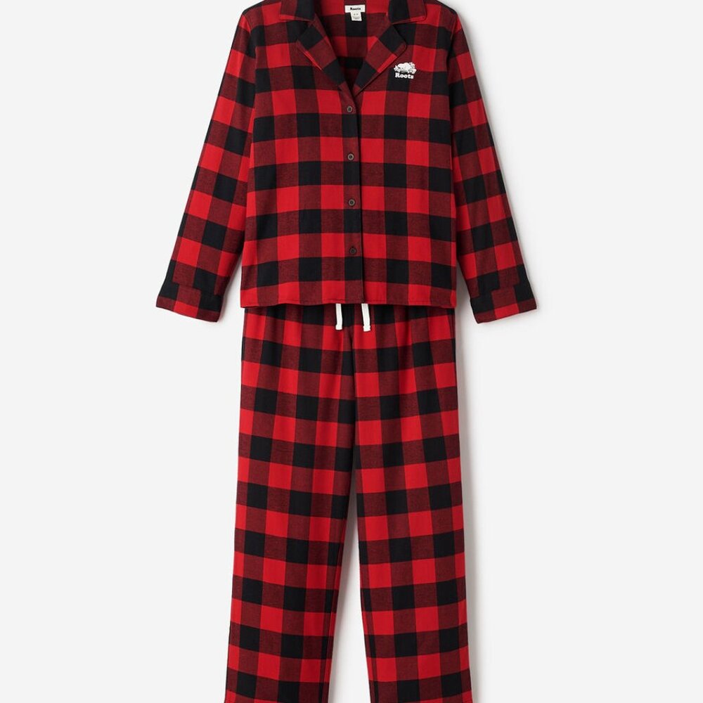 NWOT Roots Cabin Red Plaid Flannel Pajama Set - Picture 5 of 5